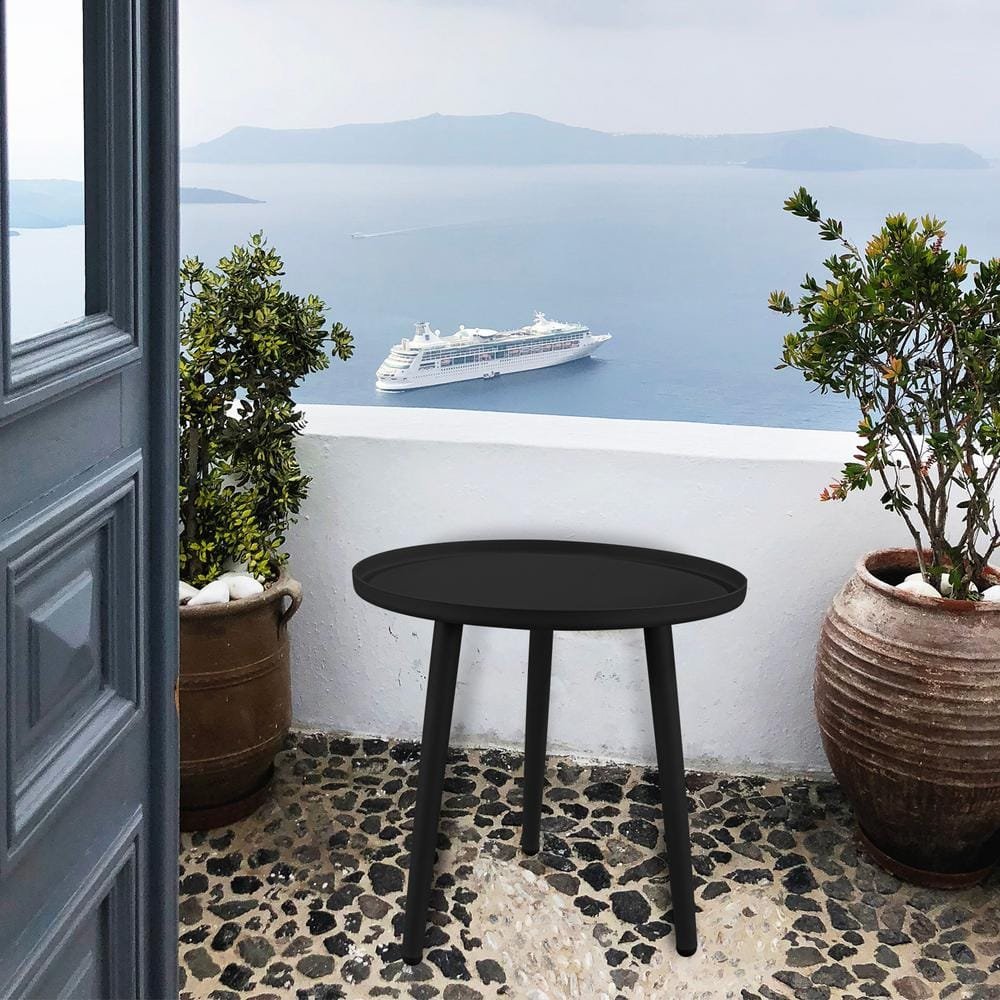 Black Aluminum Outdoor Coffee Side Table End Table for Living Room Bedroom...