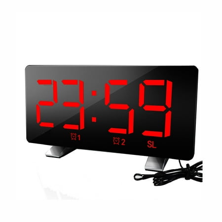 Blasgw LED Radio Digital Alarm Clock Creative Snooze Electronic Clock Alarm Configuration FM Radio FM 7-inch Large Screen Display USB Charging Digital Clock Red