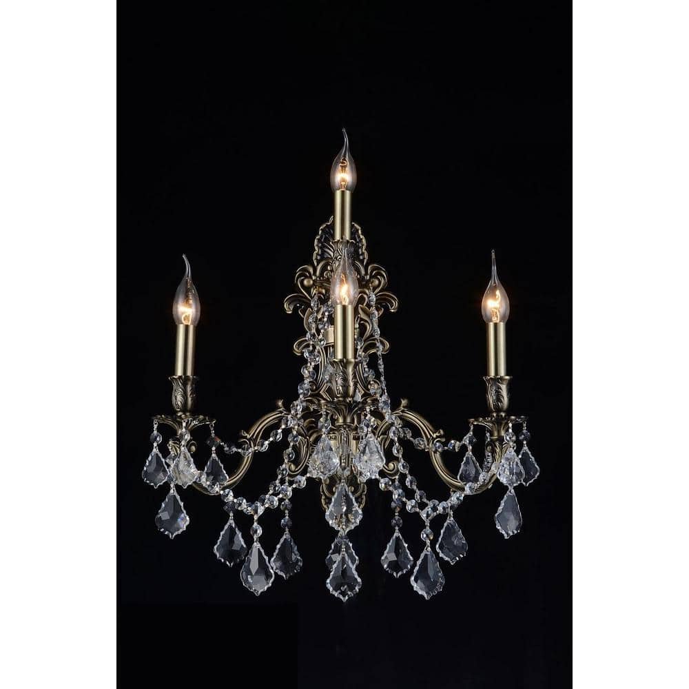 Brass 4 Light Wall Sconce With Antique Brass Finish
