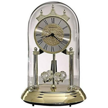 Brass Glass Dome Rotating Crystals Christine 9 High Anniversary Clock Vintage