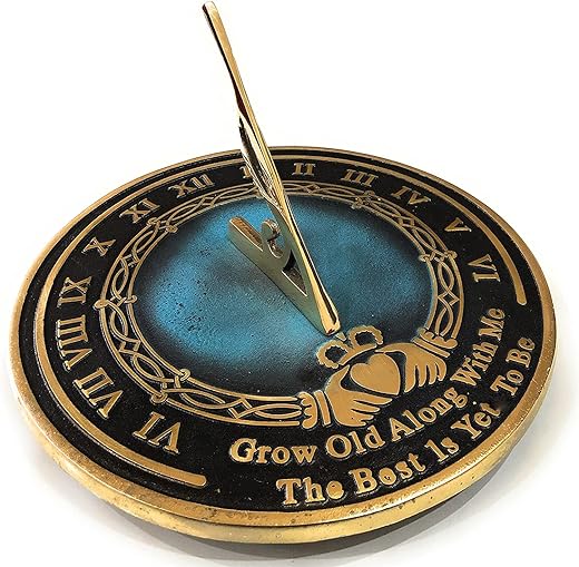 Brass Sundial Grow Old with Me 10 inches Gift Idea for Parents, Grandparents, Friends, Couples, Sundial Gift, Garden Or Home Decor