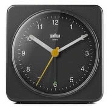 Braun BC03B: Stylish Black Alarm Clock with Snooze, Light, and Quiet Quartz Sweeping Movement