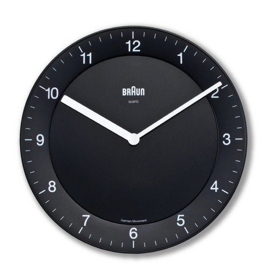 Braun BN-BC17 Wall Clock Black/White/Gray 11.8" Quiet Precision Quartz Large