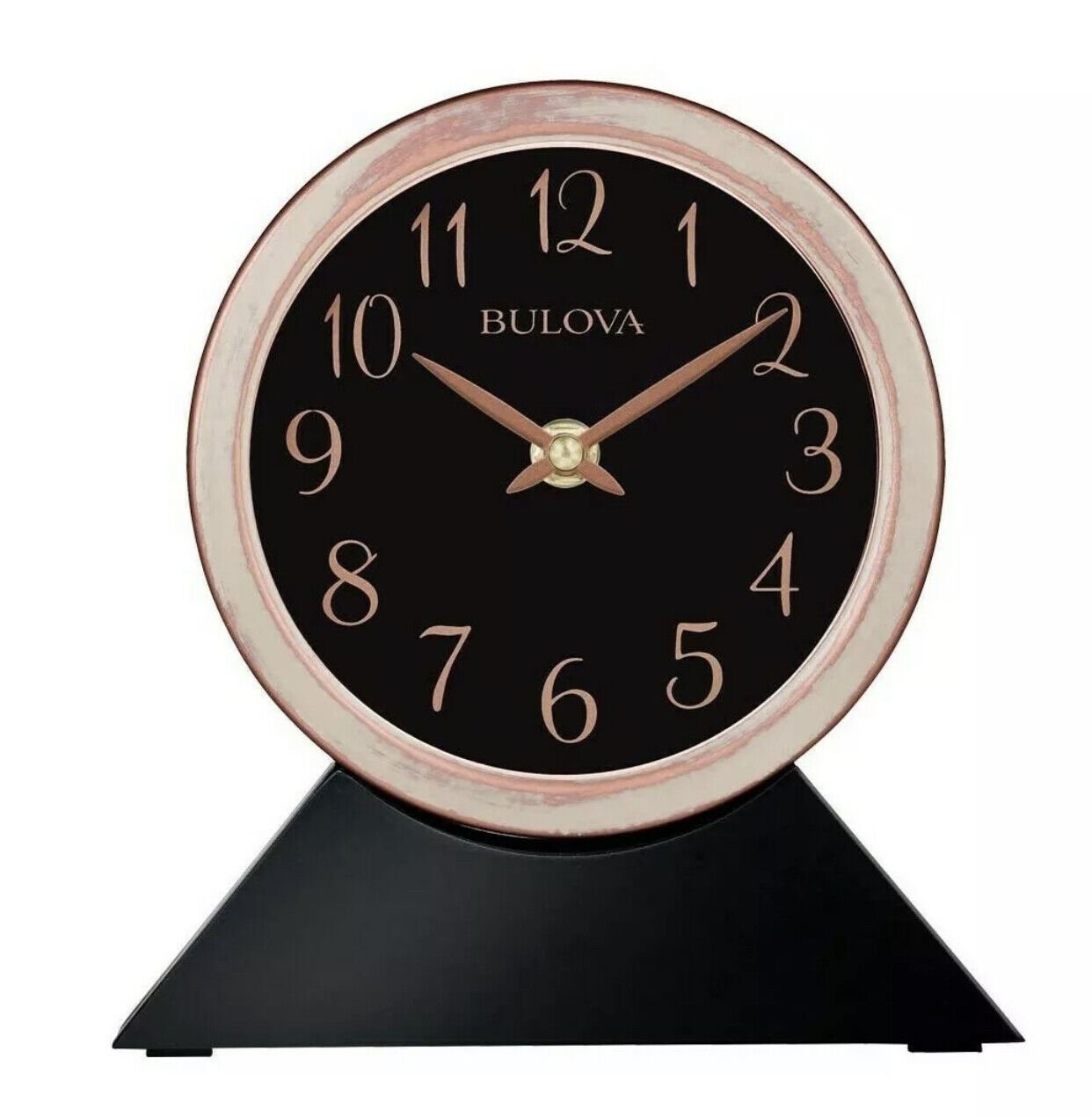 Bulova B5404 Port Jeff Clock, Aged Copper Finish, Black Base