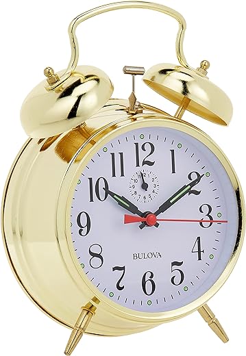 Bulova B8124 Bellman Alarm Clock, Gold