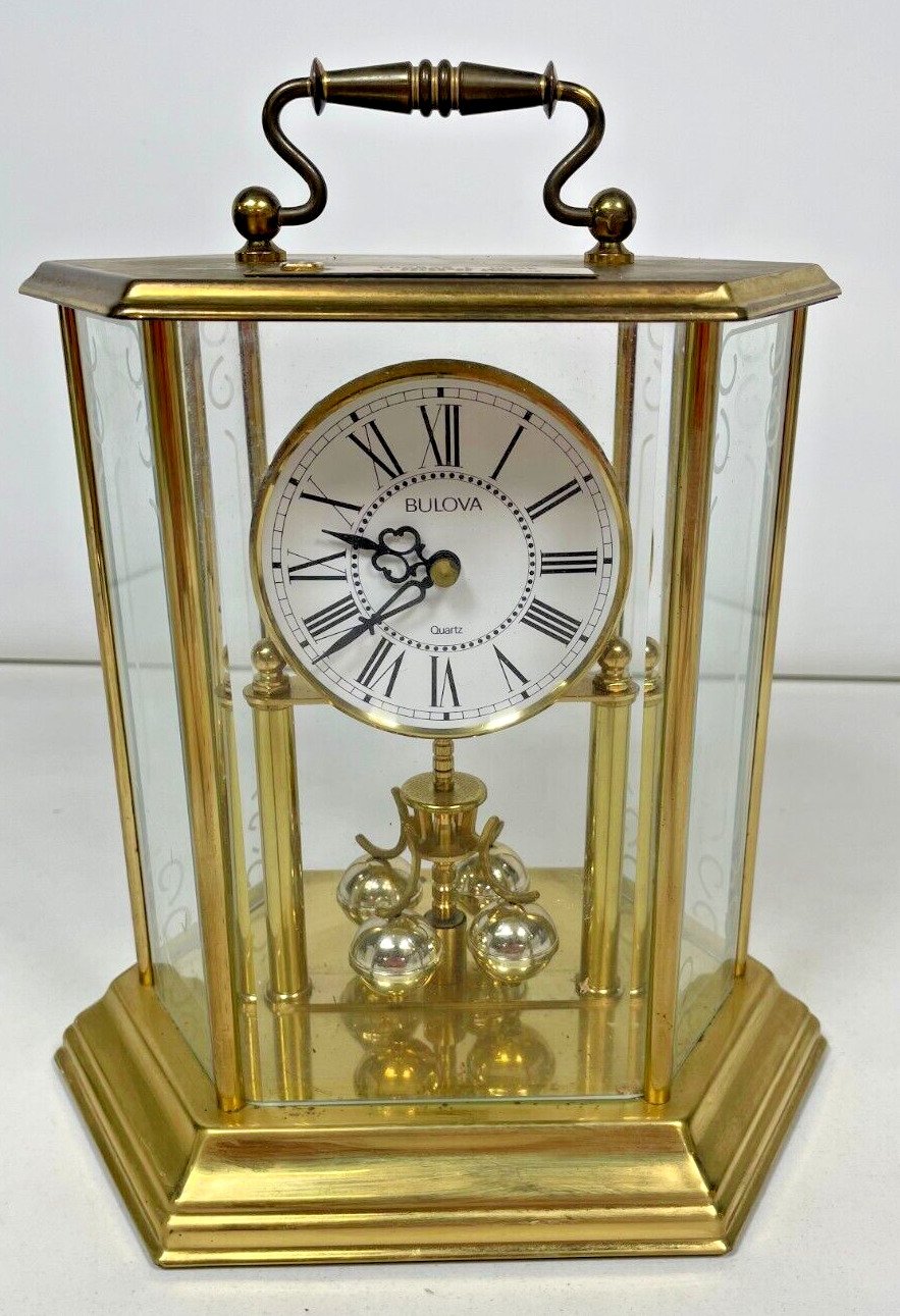 Bulova Brass Quartz Anniversary Mantel Clock Germany Partially Working