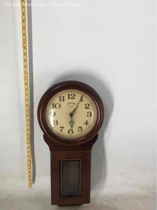 Bulova Brown Wooden Battery Powered Analog Quartz Hanging Wall Clock