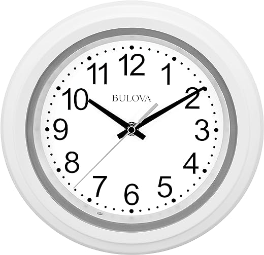 Bulova C4865 Night Vision Lighted Dial Wall Clock, 10, White