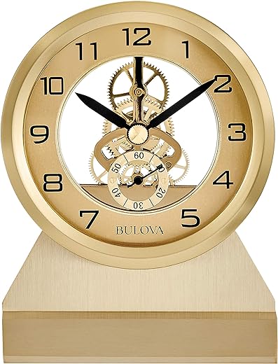 Bulova Golden Eye Tabletop Clock, Brass