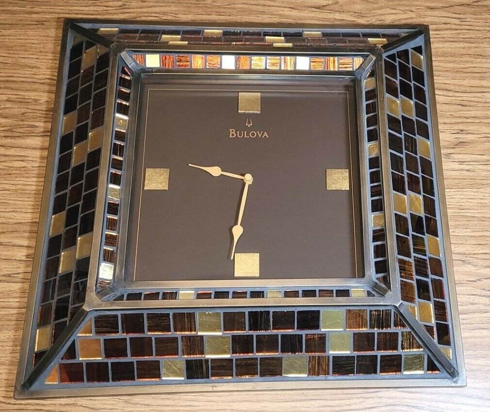 BULOVA METAL & GLASS MOSAIC WALL CLOCK BURNISHED BRONZE 22-3/4â â RETAIL $271.95