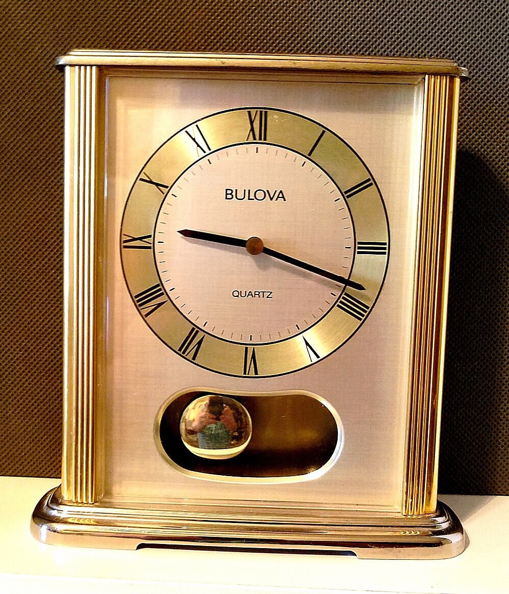 Bulova Vintage Brass Quartz Desk Mantle Clock 4RP680
