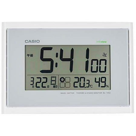 CASIO Table clock Radio wave White Digital Living environment Temperature Humidity Calendar display IDL-100J-7JF