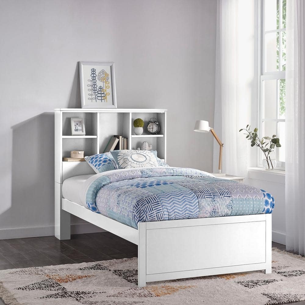 Caspian White Twin Bookcase Bed