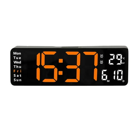 Chailin Large LED Digital Wall Clock Temperature Date Day Display USB Remote Control