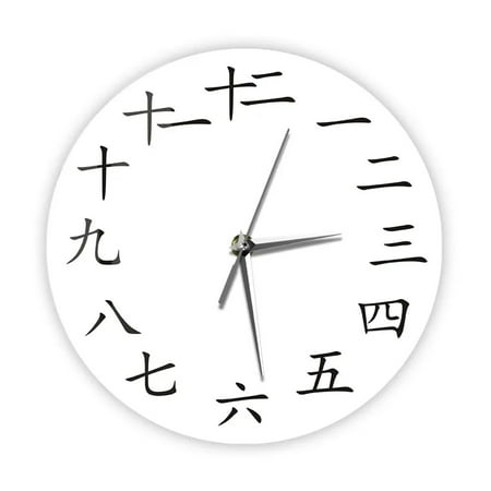 Chinese Calligraphy Modern Design Wall Clock Japanese Kanji Handwritten Artwork Silent Quartz Clock Asian Home Decor Wall Watch