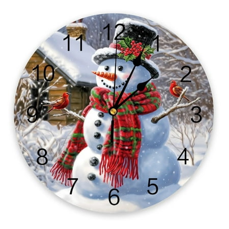 Christmas Snowman Bird House Wall Clock Large Modern Kitchen Dinning Round Wall Clocks Bedroom Silent Hanging Watch