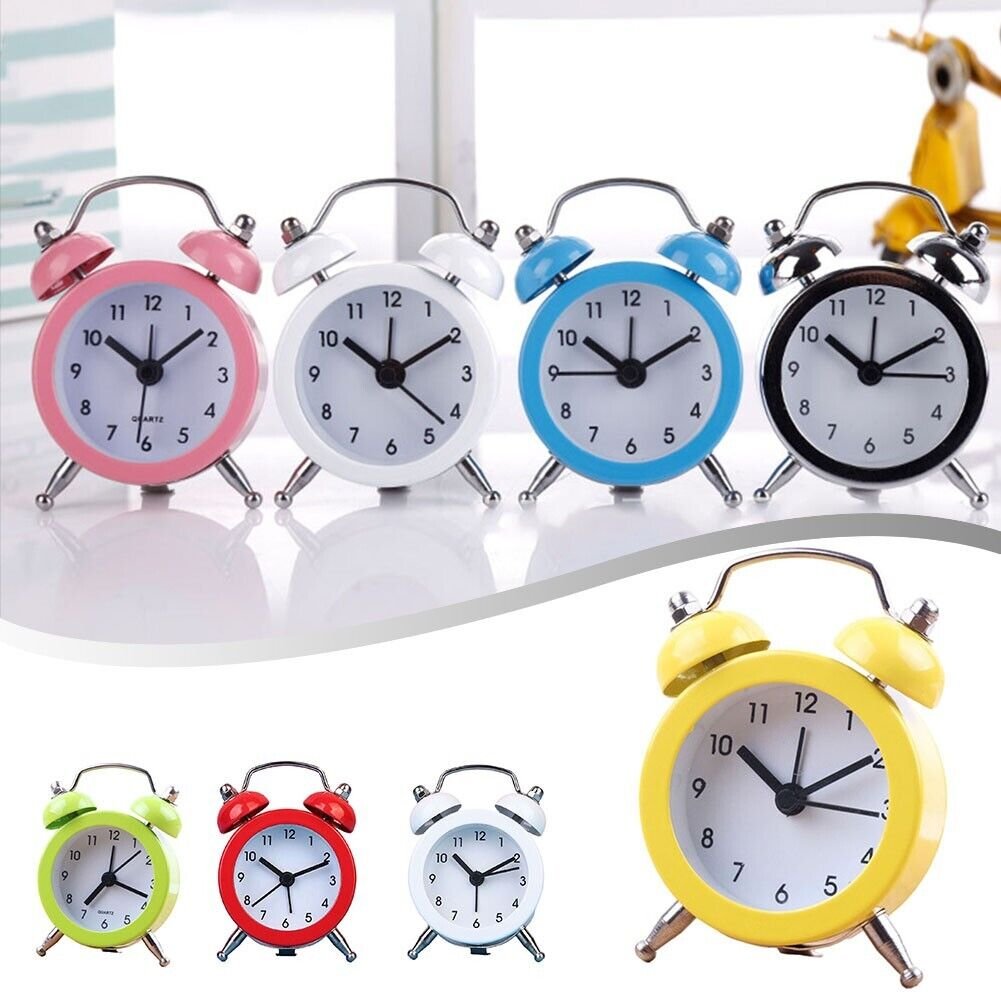 Classic Double Bell Alarm Clock Quartz Movement Bedside Nighttime Analog Clock