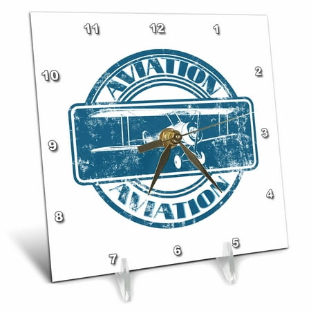 Classic vintage aviation nose art design of a vintage biplane 6x6 Desk Clock dc-295413-1