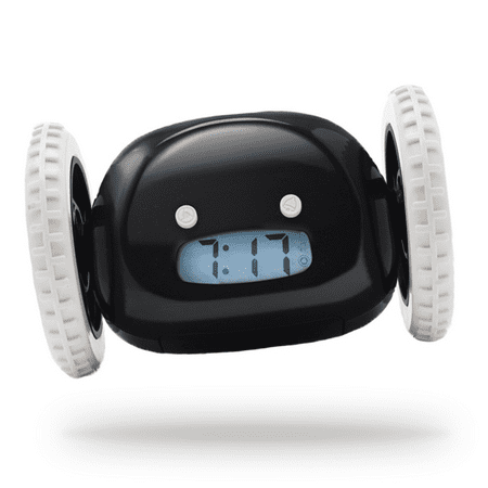 Clocky, the Original Runaway Alarm Clock on Wheels (Loud for Heavy Sleepers, Fun Rolling Moving Clock), Black