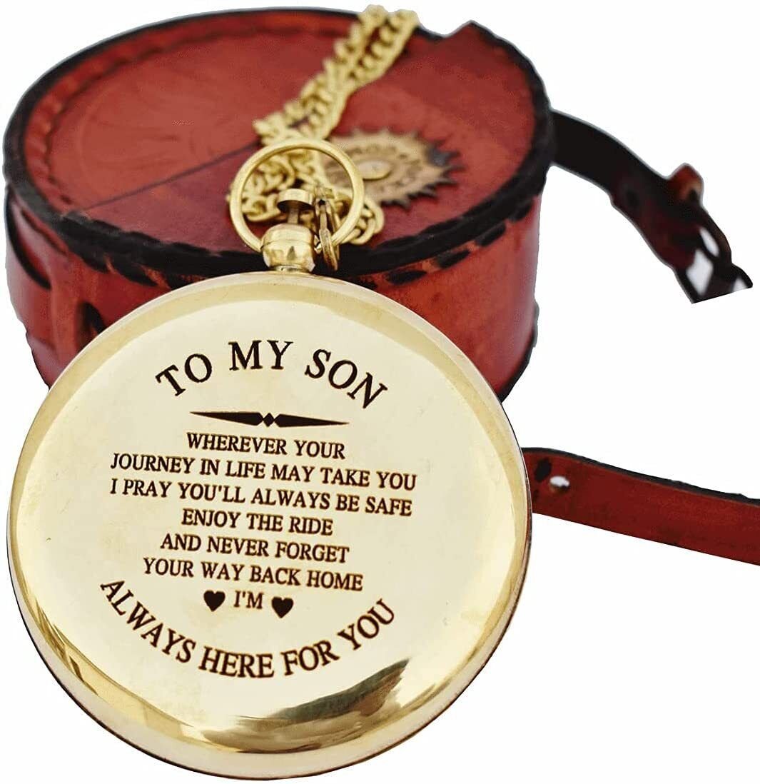 Compass Brass Sundial Clock Watch Customize Graduation Gift for him,