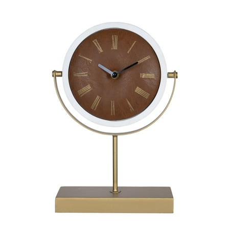 Contemporary Home Living 13 Gold and Brown Modern Emmett Table Clock