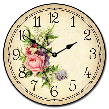 Country Floral Wall Clock | Beautiful Color, Silent Mechanism, Made in USA