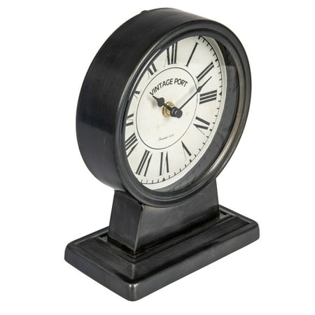 Creative Co-Op Vintage Metal Mantel Clock, Gunmetal Black