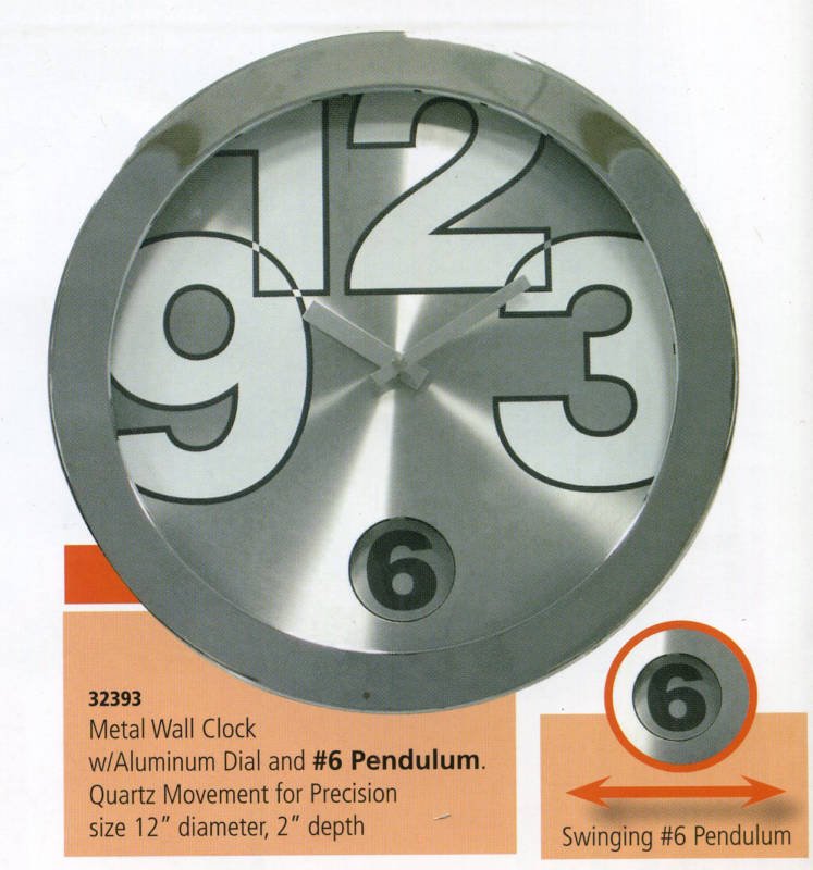 Cupecoy Swinging Six Pendulum Metal Wall Clock With Silver Dial #32393