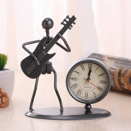 DALLtif Clearance Desktop Ornament Creative Iron Stainless Steel Small Desk Clock Iron Retro Personality Clock Gift Birthday Gift Iron Table Alarm Clock With Musical Instruments Gadgets Decoration