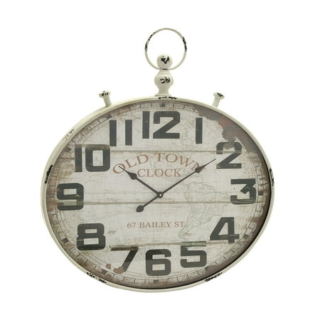 DecMode 36 White Metal Pocket watch Style Wall Clock