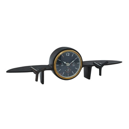 DecMode 5 Black Aluminum Airplane Clock