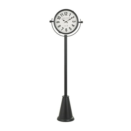 DecMode 72 Black Metal Double Sided Tall Standing Floor Clock with Cone Shaped Base