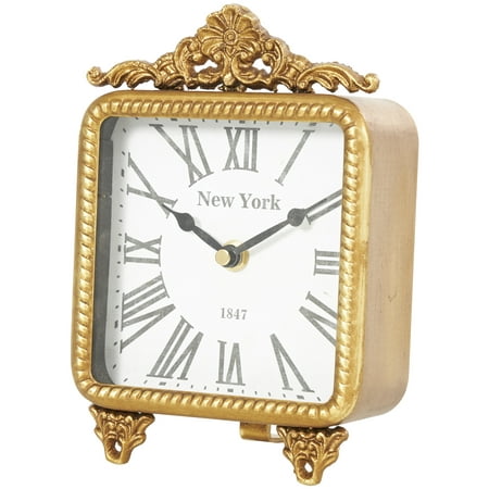 DecMode 8 Gold Metal Scroll Antique Style Clock