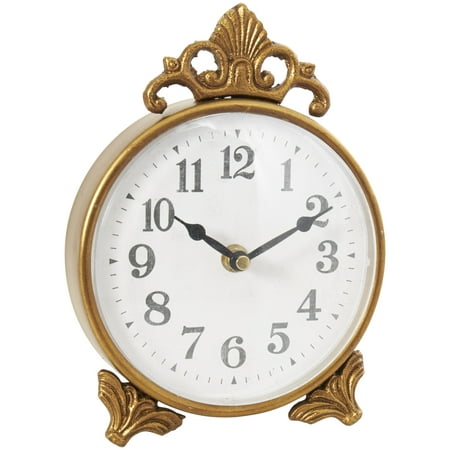 DecMode 9 Gold Metal Scroll Antique Style Clock