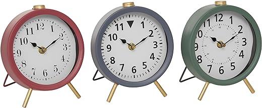 Deco 79 Wood Airplane Clock with Gold Accents, Set of 3 6W, 7H, Multi Colored