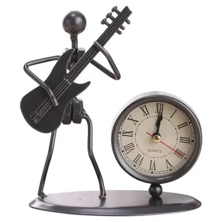 Decorations Creative Stainless Steel Small Desk Clock Iron Retro Personality Gift Table Alarm Clock with Musical instruments Gadgets Decoration Decor Stainless Steel G