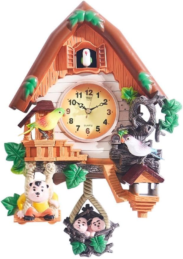 Decorative Hanging Cuckoo Bird Clock Battery Operated Quartz Movement Hourly Chirping Battery Operated