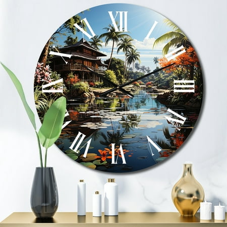 Designart Bali Bliss Asian beauty Asian Oversized Wall Clock