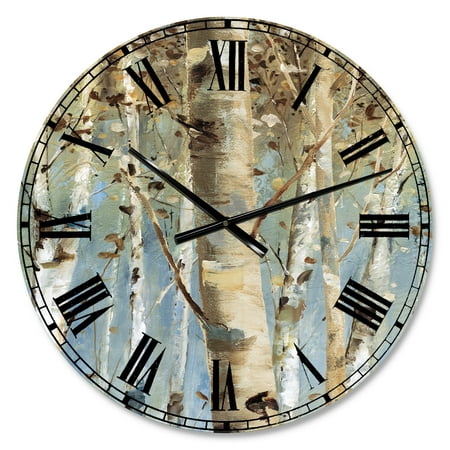 Designart Oversized Blue Analog Round Farmhouse Modern Wall Clocks, CLM30903-C23