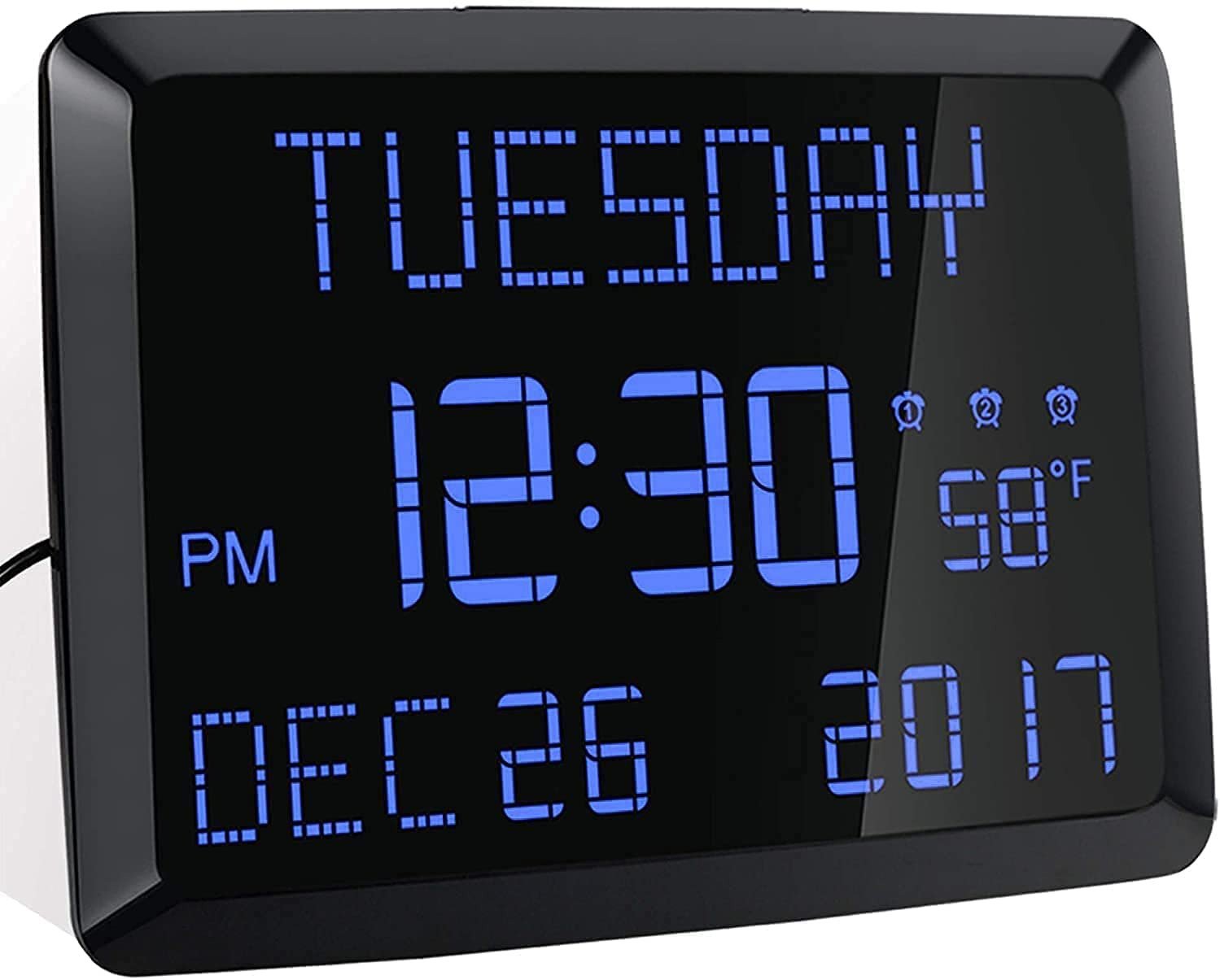 Digital Wall Clock 11.5" Extra Large Display Calendar Alarm Day Clock
