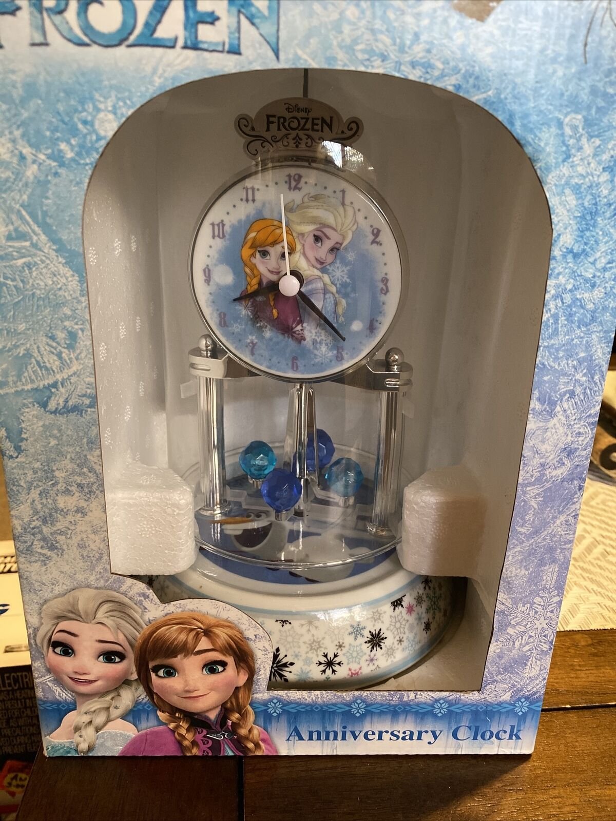 Disney Frozen Elsa & Anna And Olaf Anniversary Clock Collectible New In Box