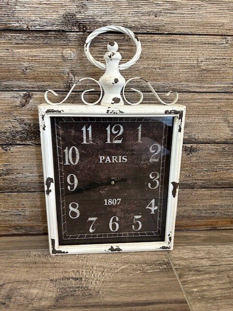 Distressed White Rustic Wall Clock. Faux Antique. Brand New!