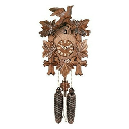 Eight Day Cuckoo Clock with Five Hand-carved Maple Leaves and One Bird