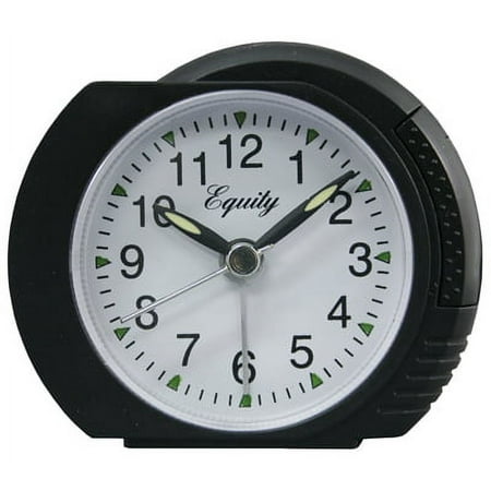 Elgin Classic Black Case Quartz Alarm Clock White Lighted Dial