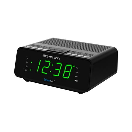 Emerson SmartSet AM/FM Dual Alarm Clock Radio, 0.9 Jade Green LED Display, CKS1900