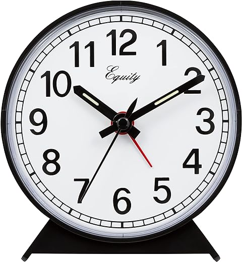 Equity 14075 Black Analog Wind-Up Alarm Clock