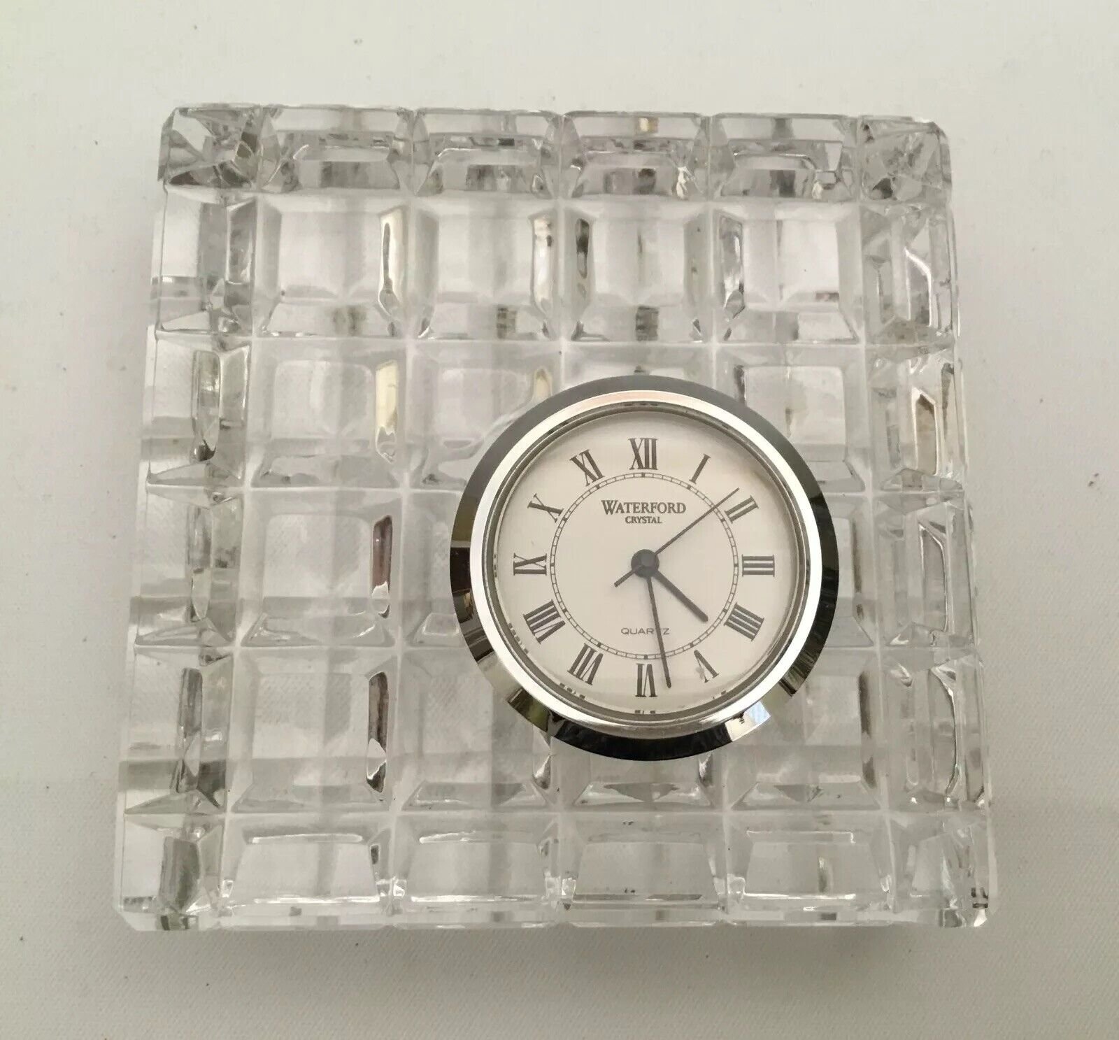 Estate Vintage Waterford Irish Cut Crystal Desk Clock