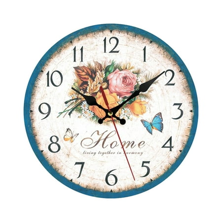 European Style Retro Vintage Clock 12 Inch Silent Non Ticking Battery Operated Home Decor Wall Clocks for Living Room Bedroom Kitchen Electric Appliances for Home