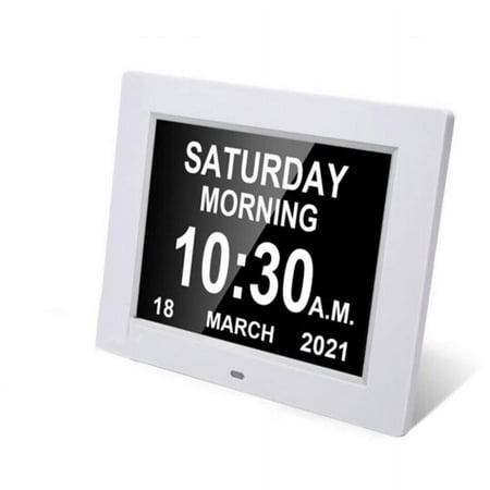 Extra Large Dementia Clock 8 Digital Calendar Day Clocks LED Alarm Clock Wall