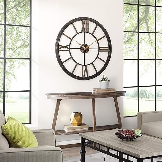 FirsTime & Co. Bronze Big Time Wall Clock, Large Vintage Decor for Living Room and Home Office, Round, Plastic, Farmhouse, 40 inches